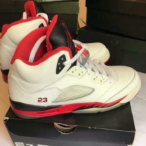 White/Red/Black Air Jordan 5s